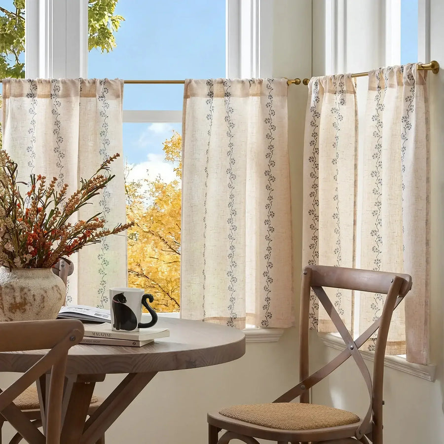 Cute Hello Kitty Paw-Inspired Floral Kitchen Curtains - Jinchan Home
