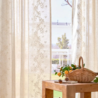 
                    
                      Embroidered Vine Linen Blend Curtains - Jinchan Home
                    
                  