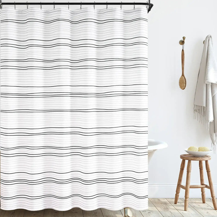 Two-Tone Striped Shower Curtain - Jinchan Home