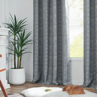 
                    
                      Dark-Toned Boho Geometric Grommet Curtains - Jinchan Home
                    
                  