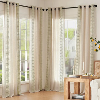 
                    
                      Boho Geometric Fish Leaf Embroidered Curtains - Jinchan Home
                    
                  