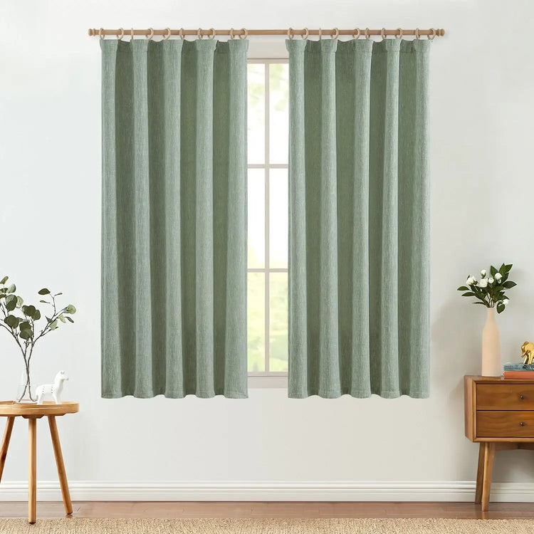 Solid Faux Linen 3-in-1 Curtains - Jinchan Home