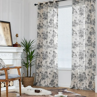 
                    
                      Jungle Safari Vintage Toile Print Grommet Curtains - Jinchan Home
                    
                  