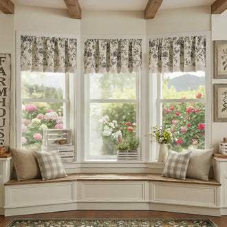 
                    
                      Vintage Rose Print Linen-Blend Rod Pocket Valance - Jinchan Home
                    
                  