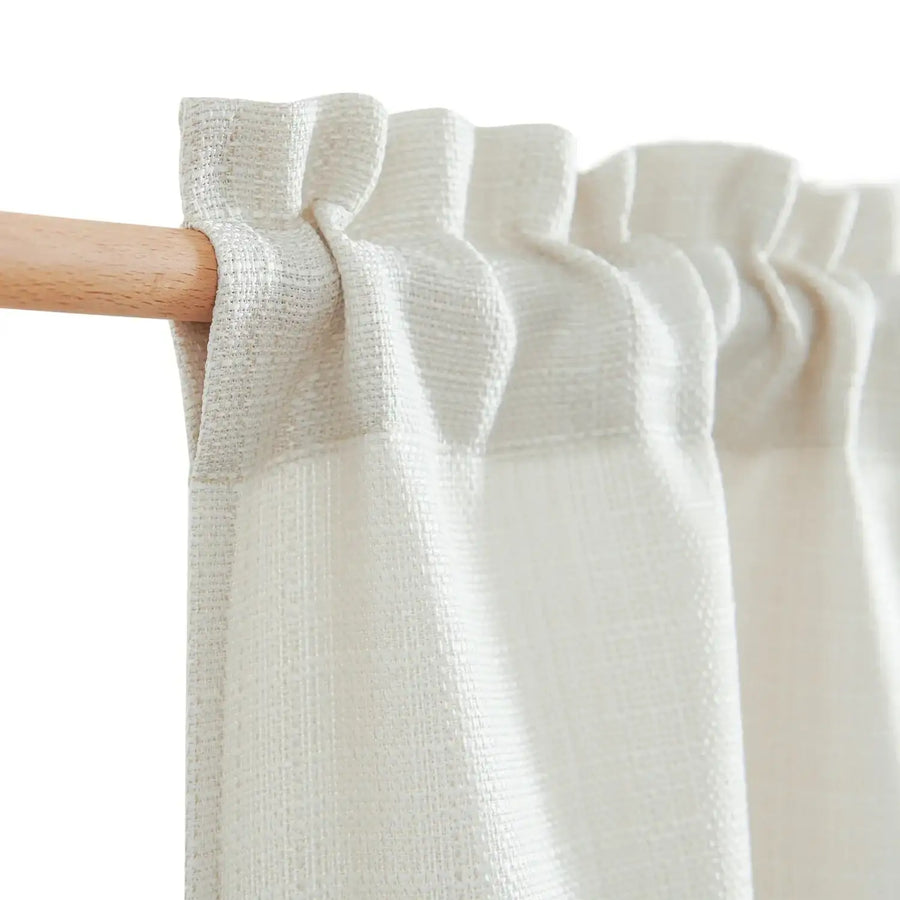 Solid Textured Network Polyester Kitchen Curtains - Jinchan Home