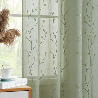 
                    
                      Leaf Embroidered Sheer Curtains - Jinchan Home
                    
                  