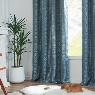 
                    
                      Dark-Toned Boho Geometric Grommet Curtains - Jinchan Home
                    
                  