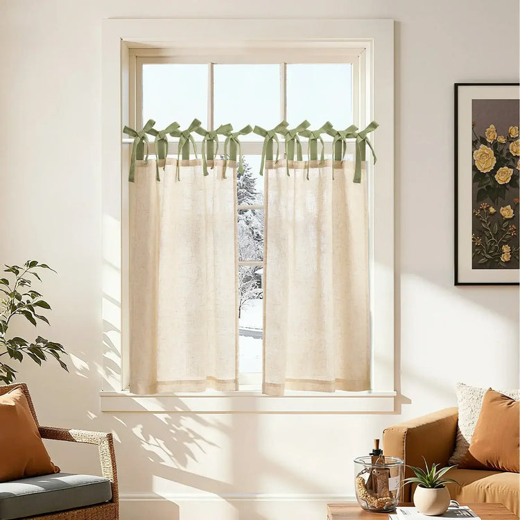 DIY Colorblock Linen-Blend Kitchen Curtains - Jinchan Home