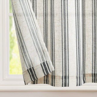 
                    
                      Twill Striped Linen Blend Rod Pocket Kitchen Curtains - Jinchan Home
                    
                  