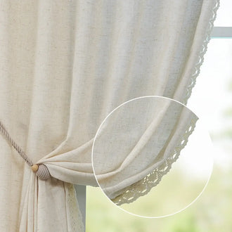 
                    
                      Scalloped Lace Linen-Blend Sheer Curtains - Jinchan Home
                    
                  