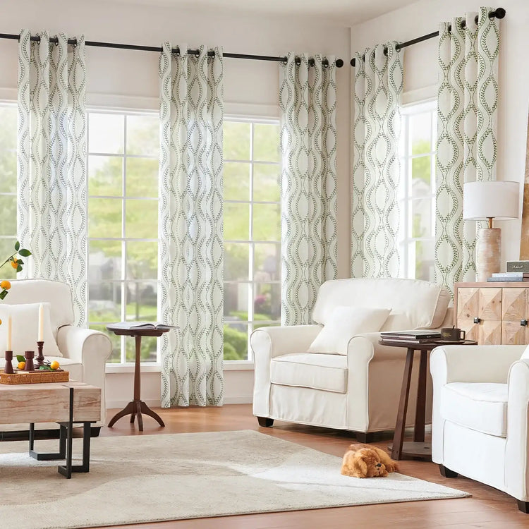 Boho Leaf Embroidered Geometric Curtains - Jinchan Home