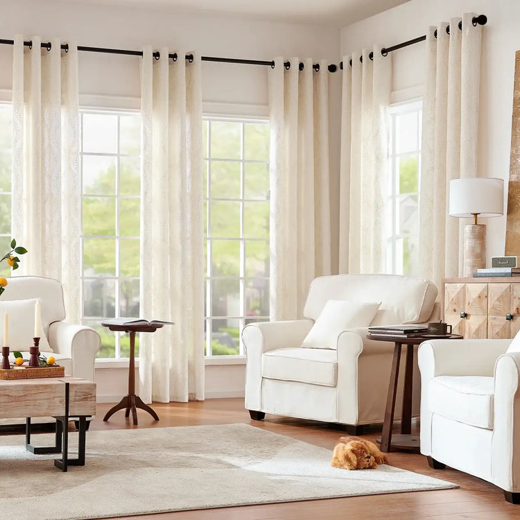 Boho Leaf Embroidered Geometric Curtains - Jinchan Home