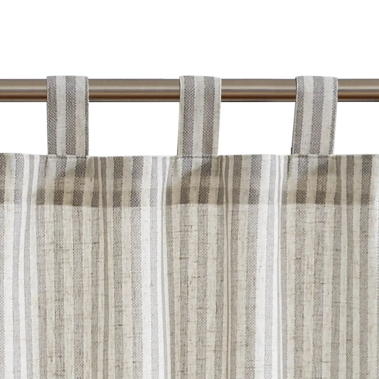 Striped Tab Top Linen Kitchen Curtains - Jinchan Home