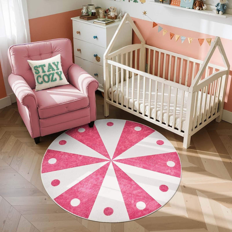 Cheerful Circle Carousel Throw Rug - Jinchan Home