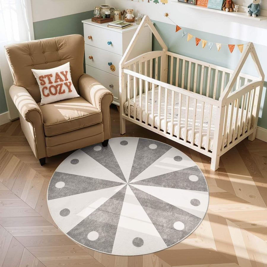 Cheerful Circle Carousel Throw Rug - Jinchan Home