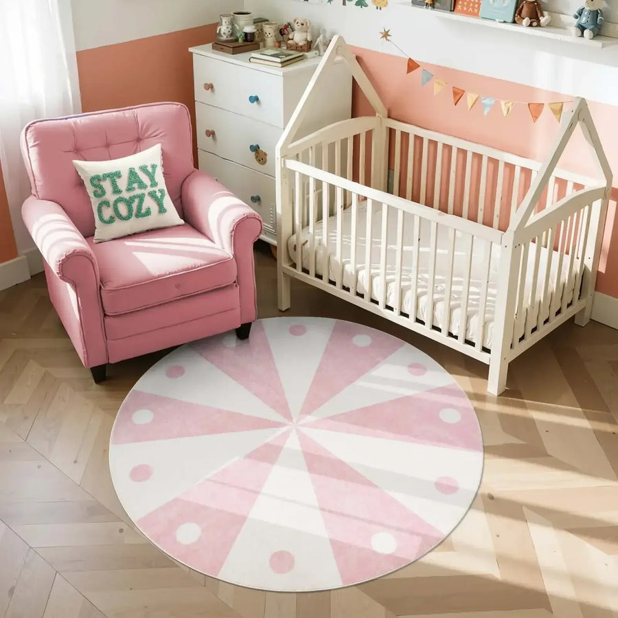 Cheerful Circle Carousel Throw Rug - Jinchan Home