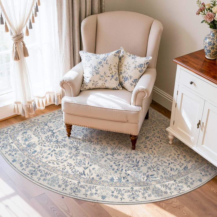 Hand-Painted Vintage Foliage & Floral Area Rug - Jinchan Home