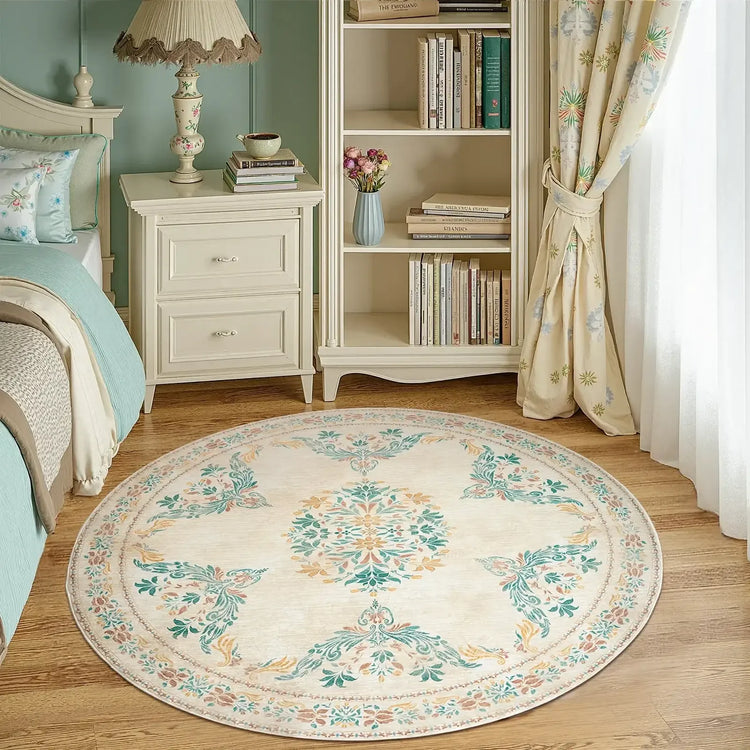 Soft Vintage Acanthus Floral Scrollwork Rug - Jinchan Home
