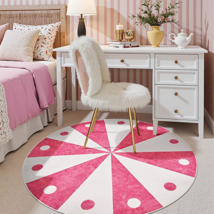 Cheerful Circle Carousel Throw Rug - Jinchan Home