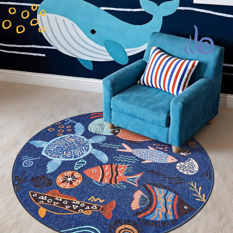 Underwater Folk Art Kids Rug - Jinchan Home