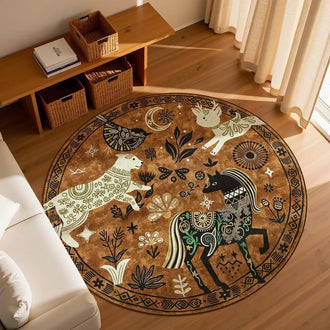 Boho Tribal Woodland Animal Rug - Jinchan Home
