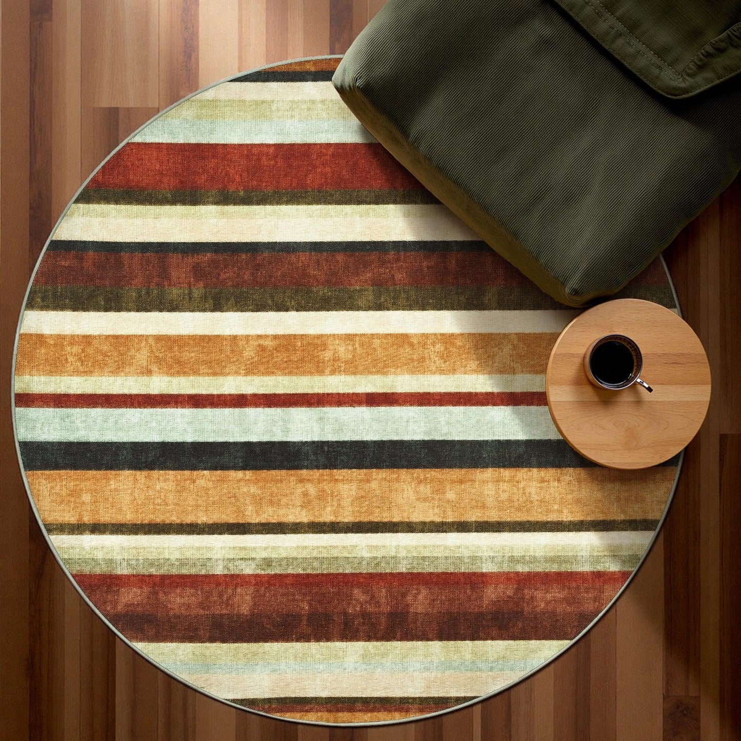 Vintage Warm-Tone Striped Indoor Rug Doormat - Jinchan Home