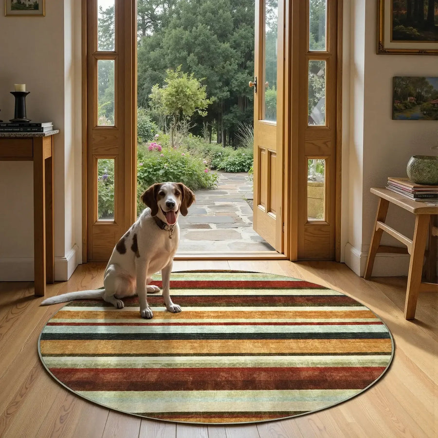 Vintage Warm-Tone Striped Indoor Rug Doormat - Jinchan Home