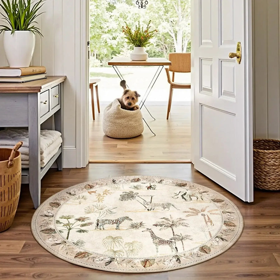 Vintage Safari Jungle Animal Area Rug - Jinchan Home