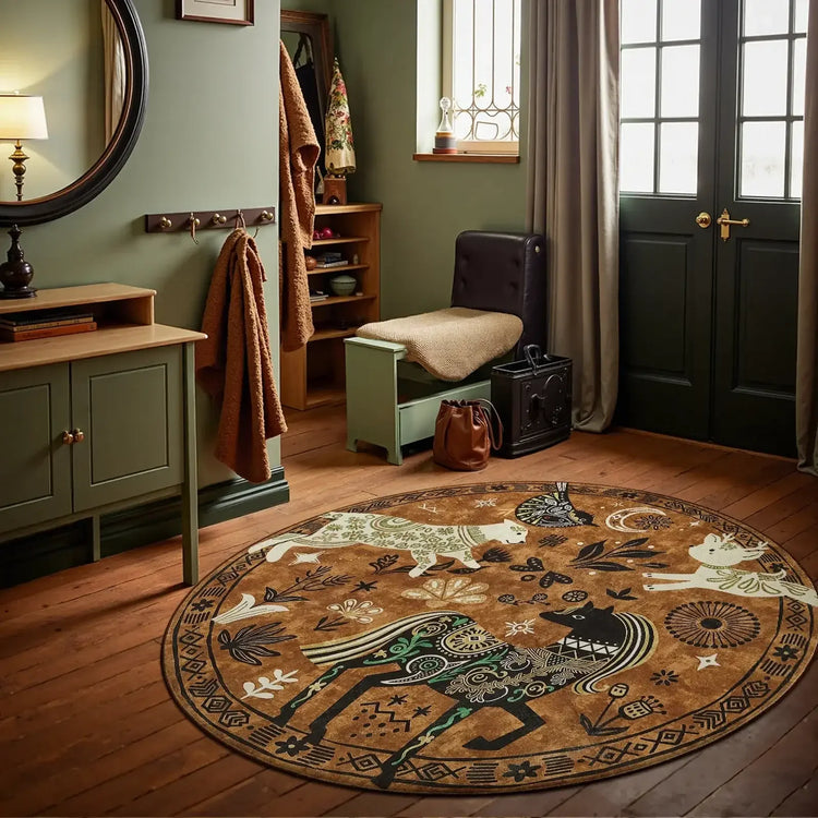 Boho Tribal Woodland Animal Rug - Jinchan Home