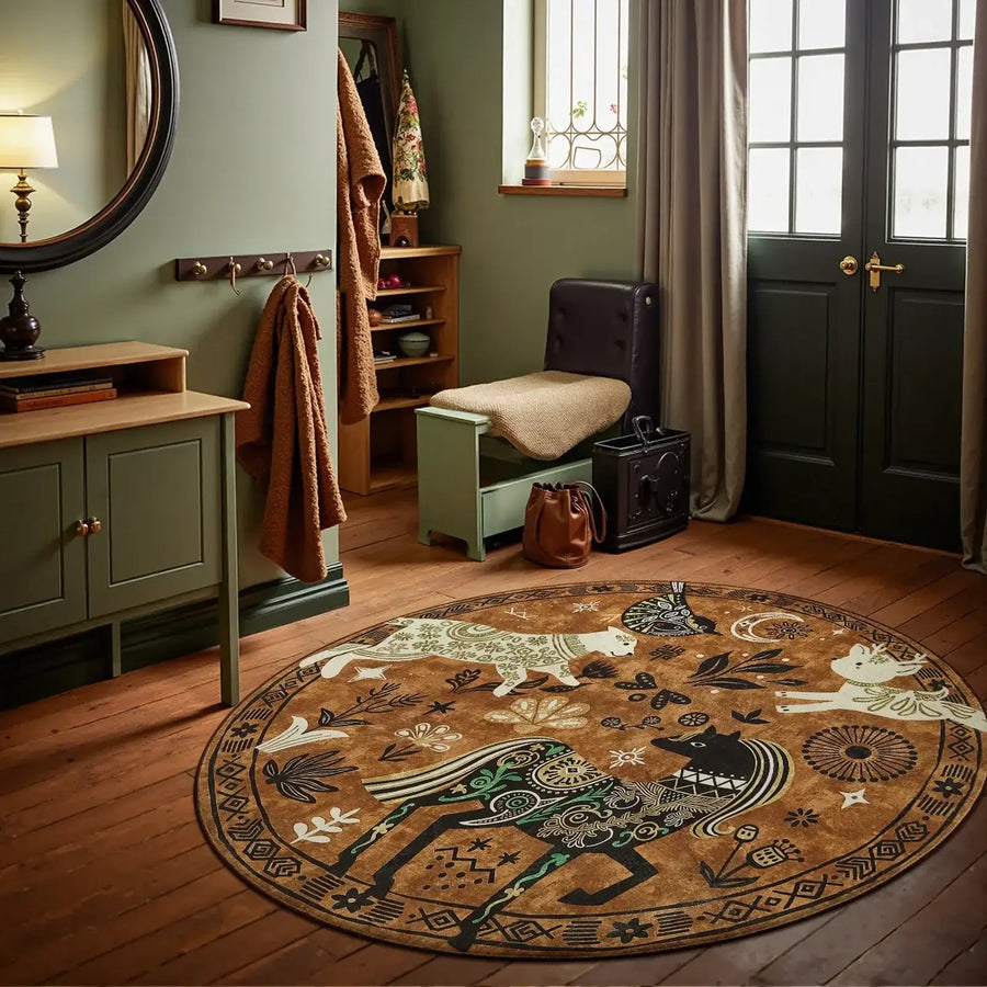Boho Tribal Woodland Animal Rug - Jinchan Home