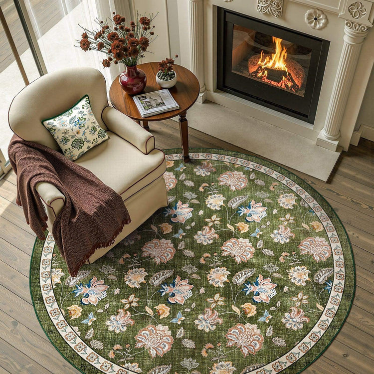 Vintage Floral Butterfly Botanical Area Rug - Jinchan Home