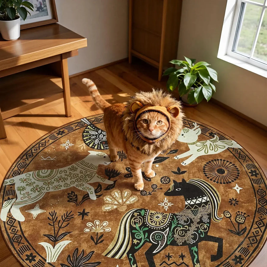 Boho Tribal Woodland Animal Rug - Jinchan Home