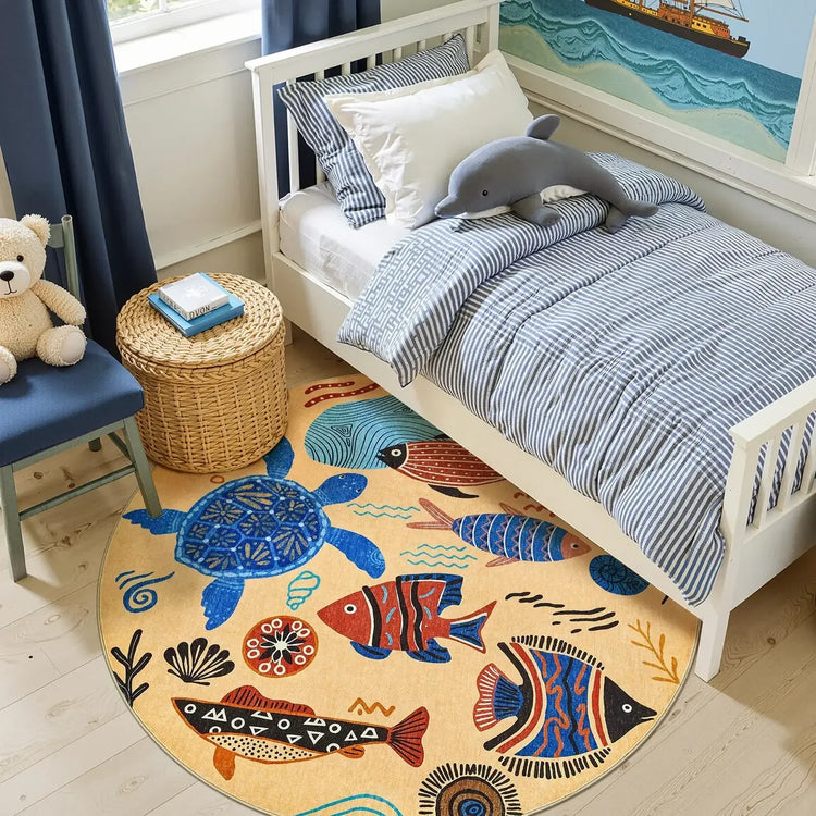 Underwater Folk Art Kids Rug - Jinchan Home