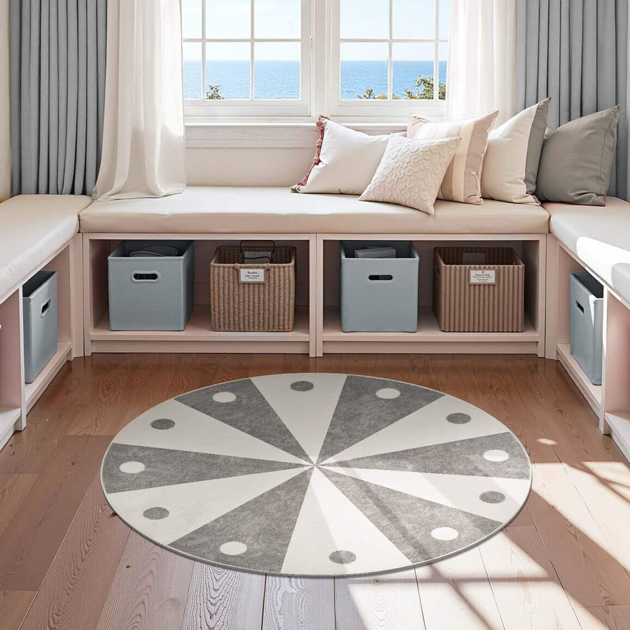 Cheerful Circle Carousel Throw Rug - Jinchan Home