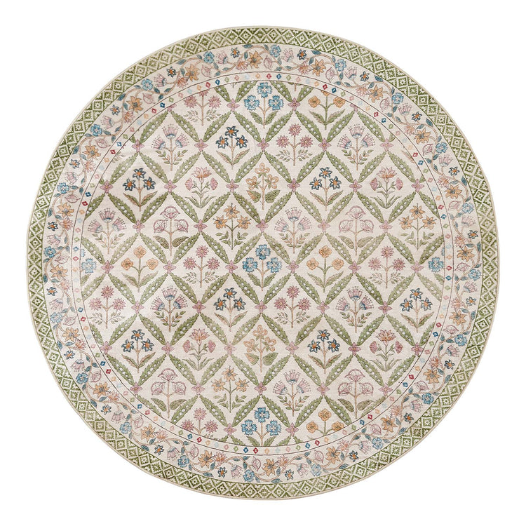 Vintage Floral Polypropylene Area Rug - Jinchan Home