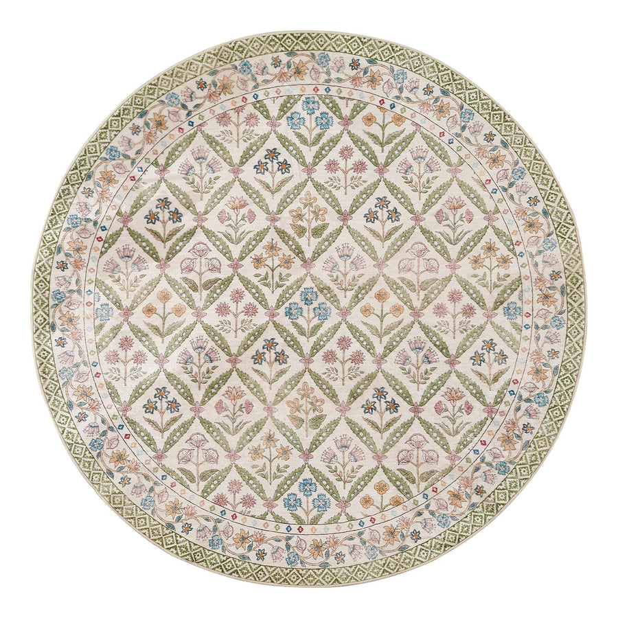 Vintage Floral Polypropylene Area Rug - Jinchan Home