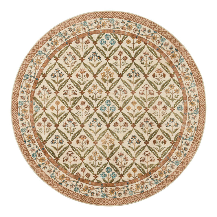 Vintage Floral Polypropylene Area Rug - Jinchan Home