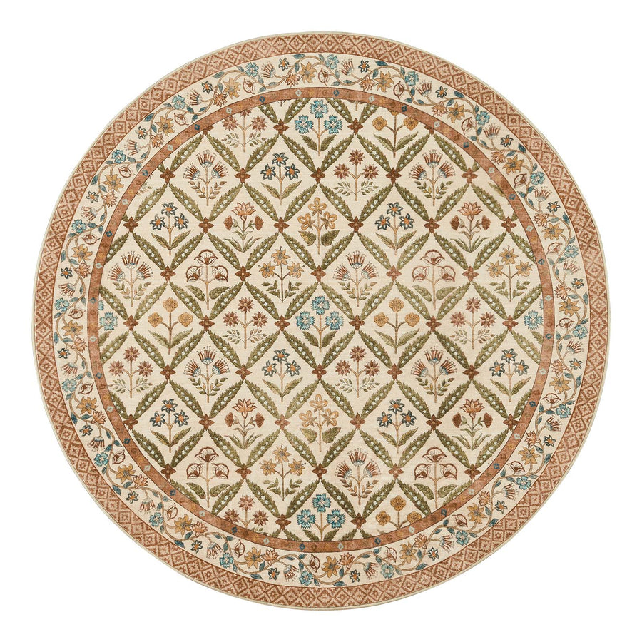 Vintage Floral Polypropylene Area Rug - Jinchan Home