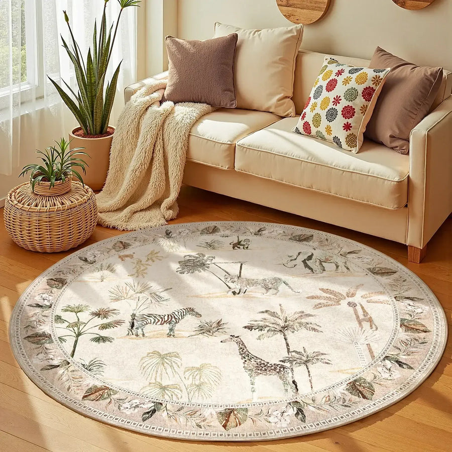 Vintage Safari Jungle Animal Area Rug - Jinchan Home