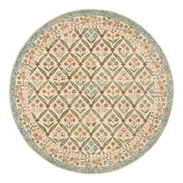 Vintage Floral Polypropylene Area Rug - Jinchan Home