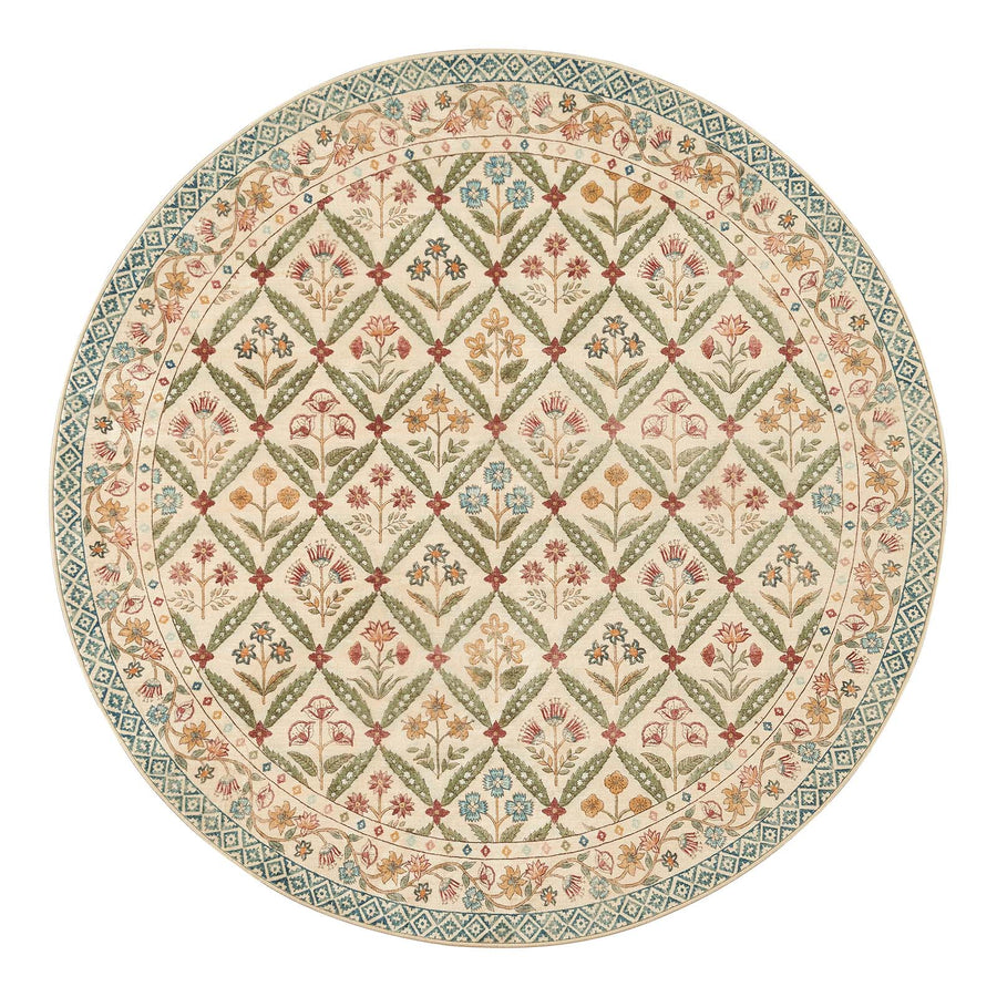 Vintage Floral Polypropylene Area Rug - Jinchan Home