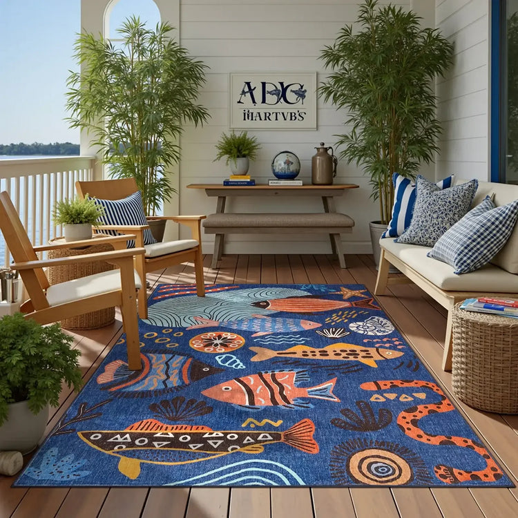 Underwater Folk Art Kids Rug - Jinchan Home