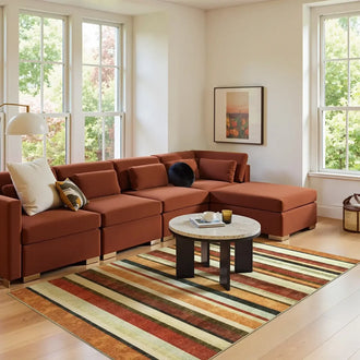 
                    
                      Vintage Warm-Tone Striped Indoor Rug Doormat - Jinchan Home
                    
                  