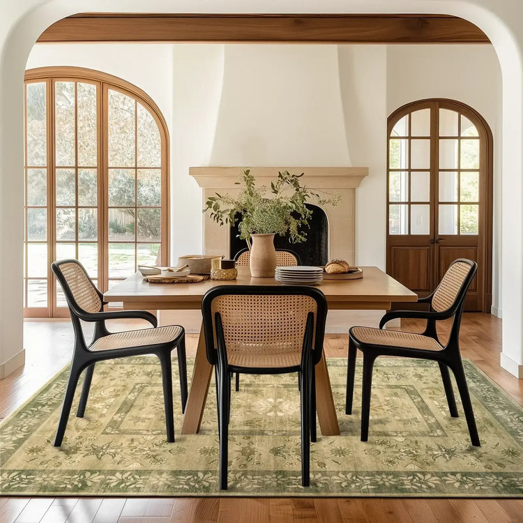 Vintage Floral Border Area Rug - Jinchan Home