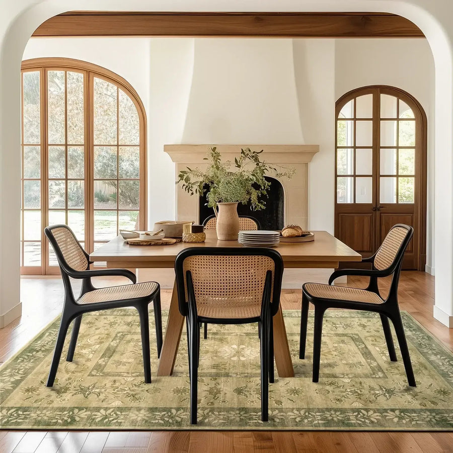 Vintage Floral Border Area Rug - Jinchan Home