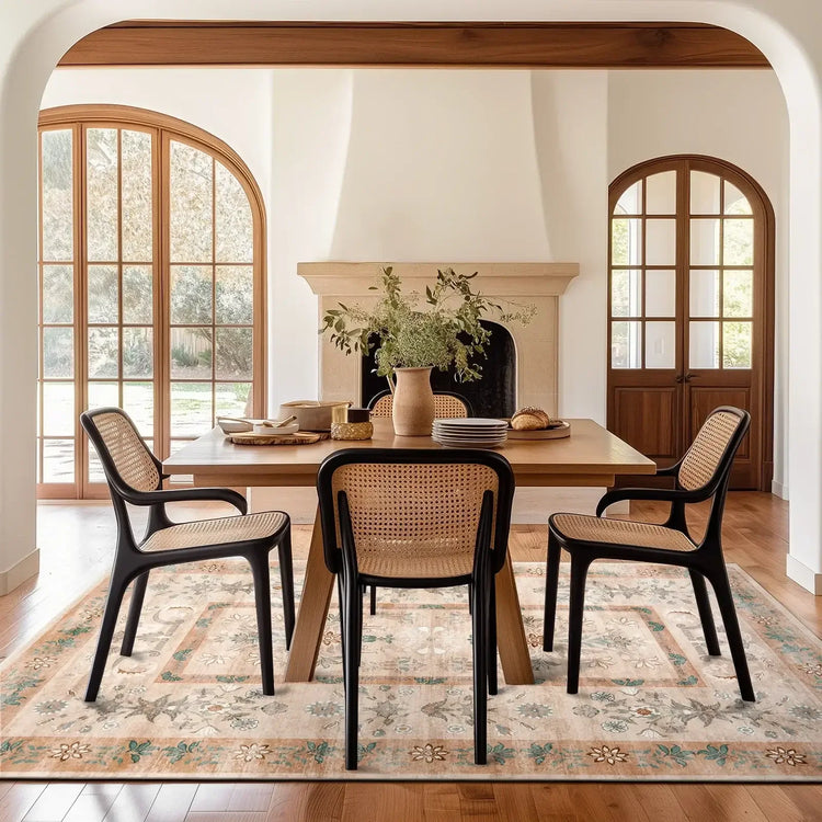 Vintage Floral Border Area Rug - Jinchan Home