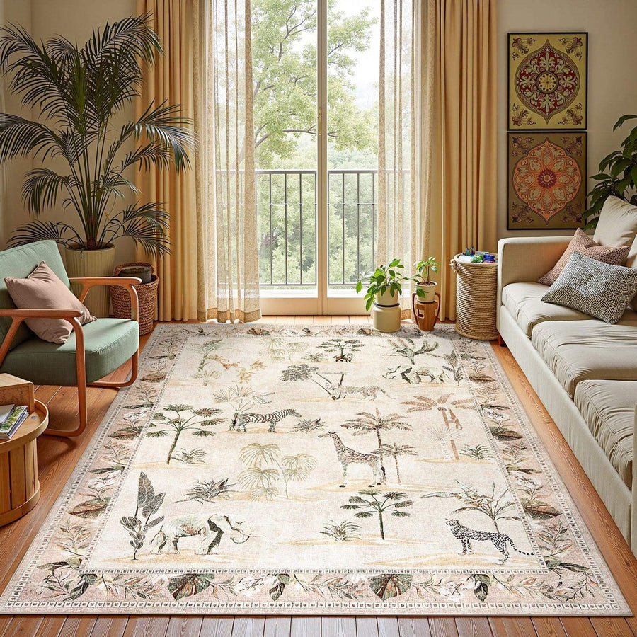 Vintage Safari Jungle Animal Area Rug - Jinchan Home
