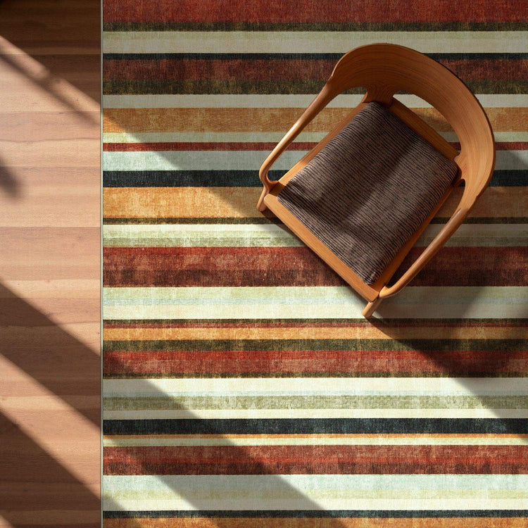 Vintage Warm-Tone Striped Indoor Rug Doormat - Jinchan Home