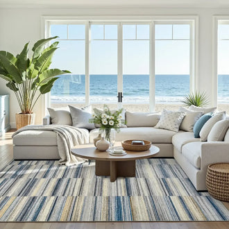 
                    
                      Striped Patchwork Area Rug - Jinchan Home
                    
                  