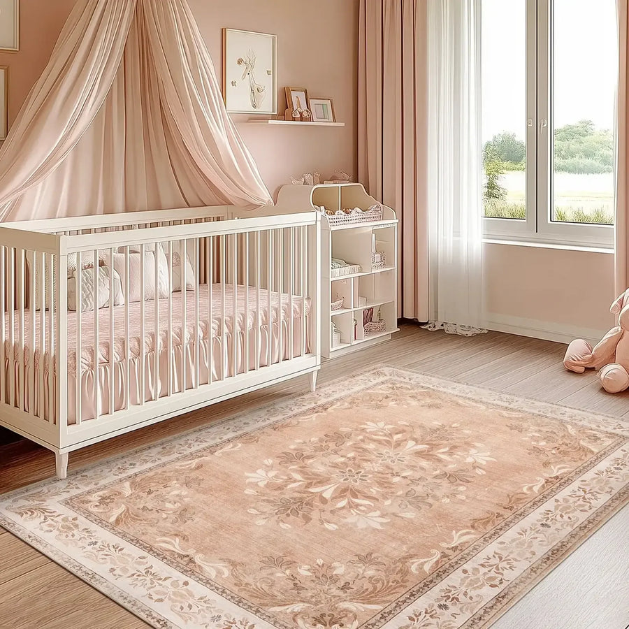 Soft Vintage Acanthus Floral Scrollwork Rug - Jinchan Home